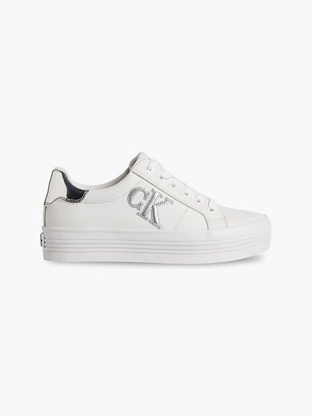 Calvin Klein USA Leather Platform Womens Sneakers White 6527389-IR